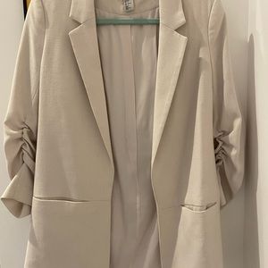 Cream linen long blazer
